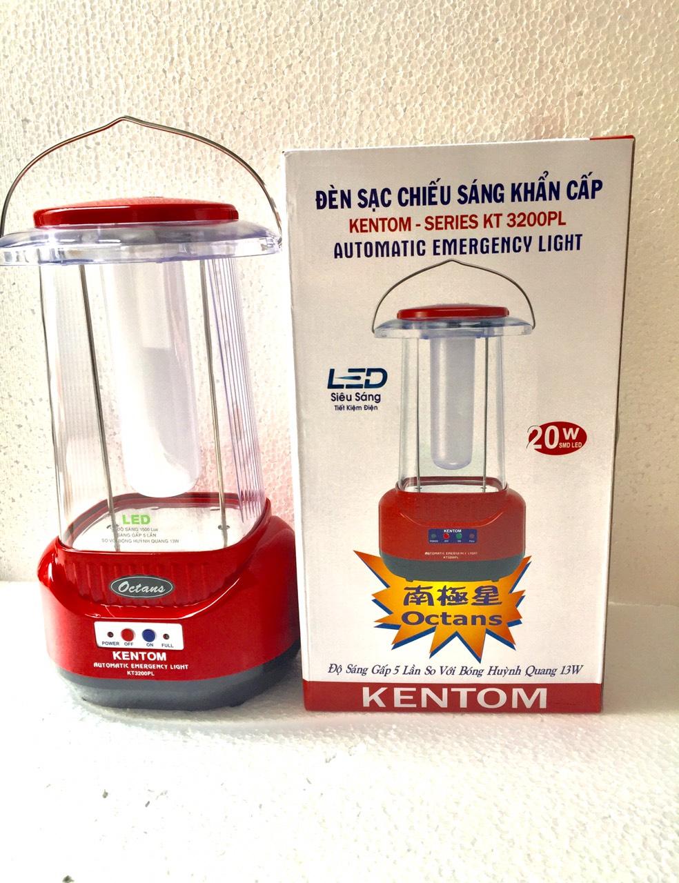 [NTT] Đèn sạc chiếu sáng khẩn cấp Kentom KT 3200PL bóng led (Đỏ)