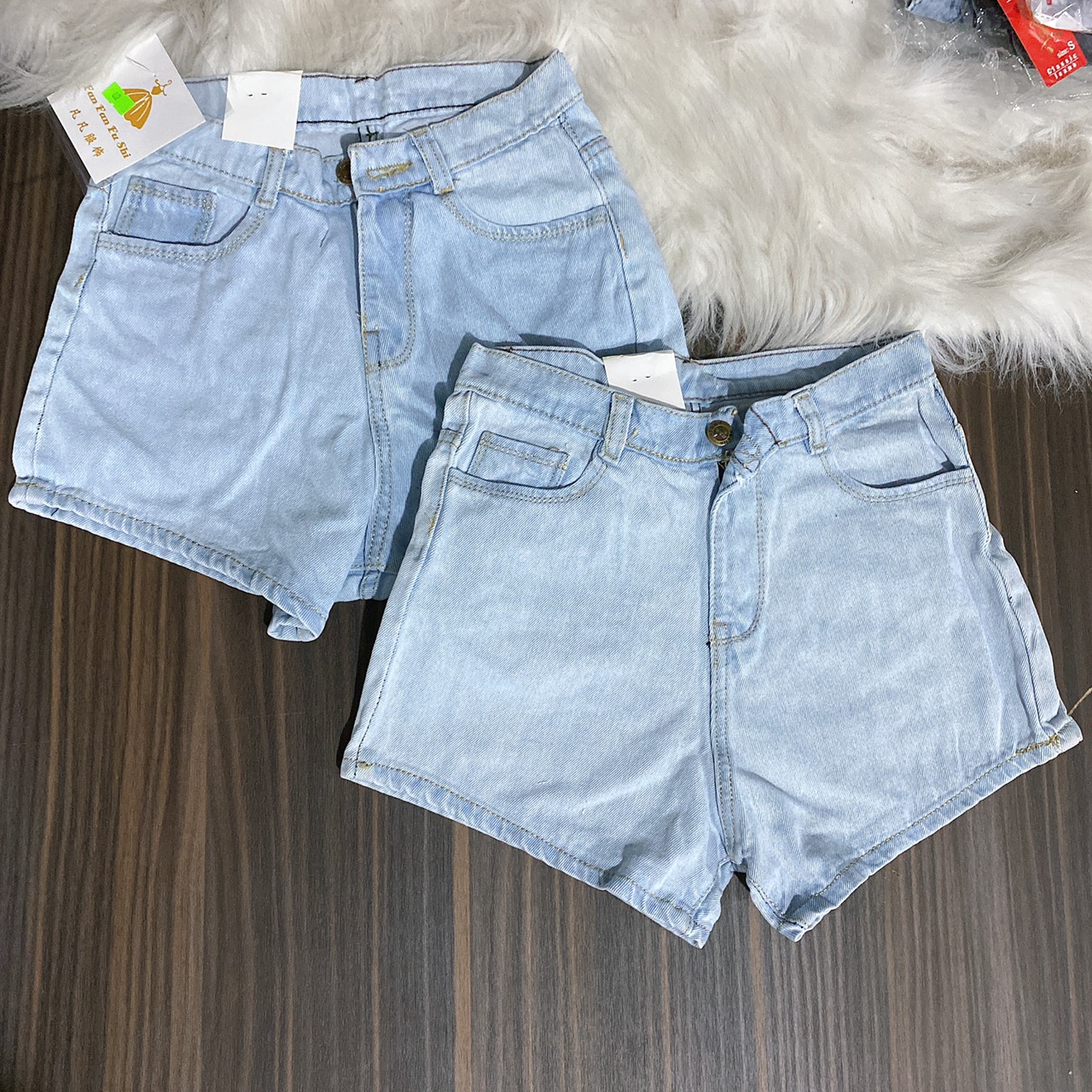 Quần short jean nữ xanh nhạt trơn cb#4