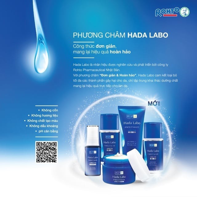Combo Bộ dưỡng trắng da Hada Labo Perfect White (Srm 80g +T.chất 30g +dd 100ml + Kem 50g)