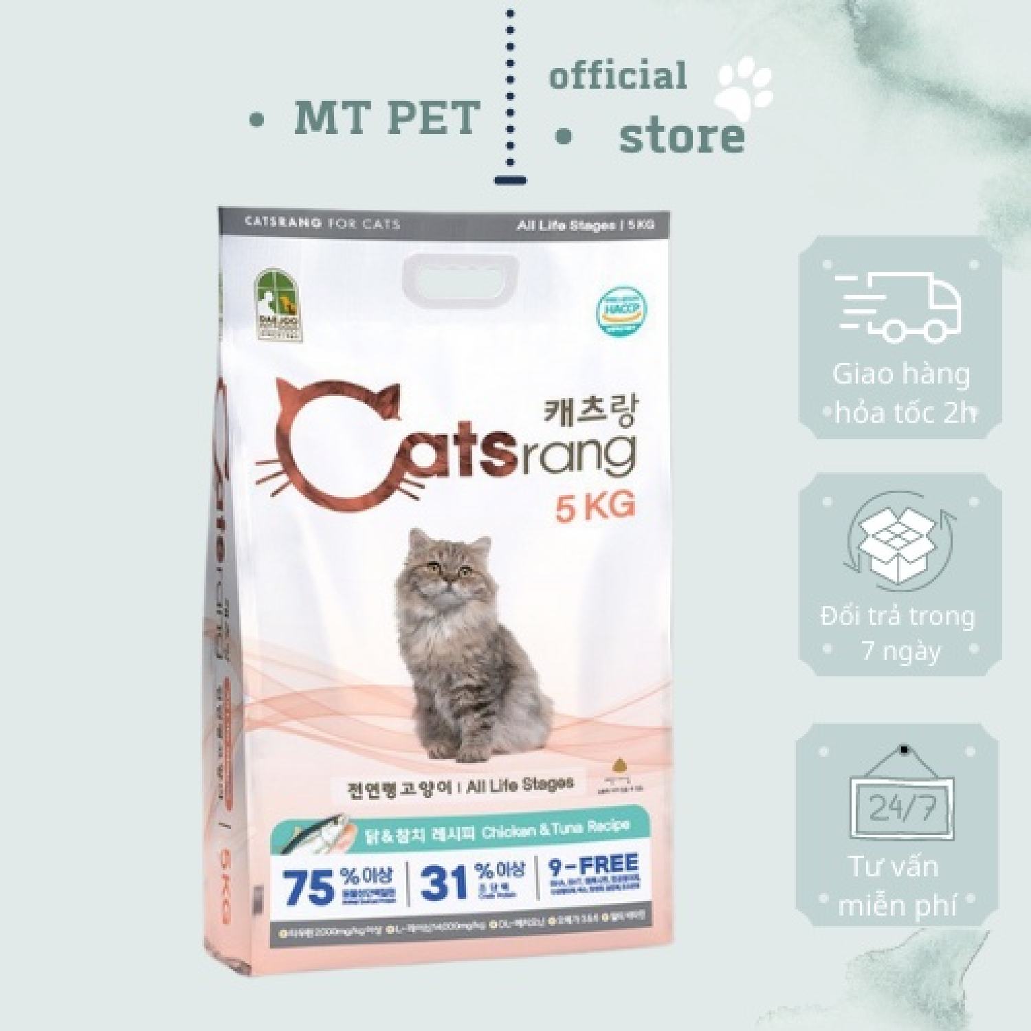 Thức ăn cho mèo catsrang 5kg cho mọi lứa tuổi.