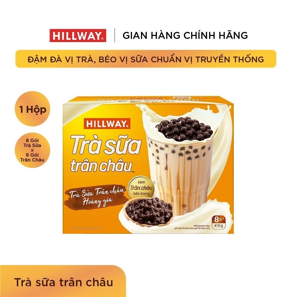 Trà sữa hillway hộp lớn 8 gói - hộp 416g
