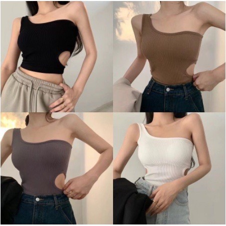 Áo bra lệch vai khoét eo sát nách cá tính ( có mút )