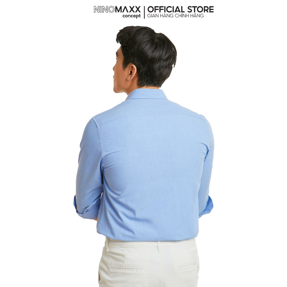 Ninomaxx Áo sơ mi Basic Nam tay dài chất liệu 100% cotton 2011096