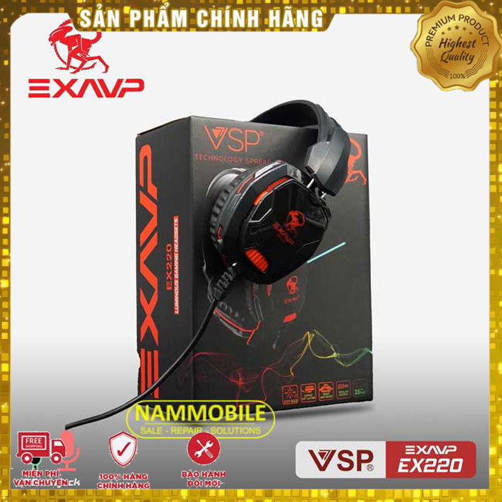 Free ship tai nghe exavp ex220 chụp tai cho laptop pc có led