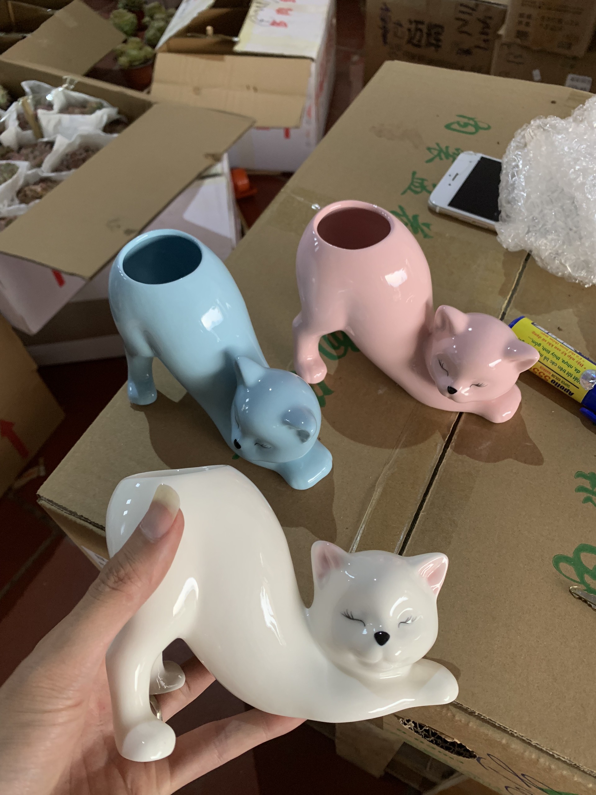 Chậu gốm sứ hình mèo dễ thương