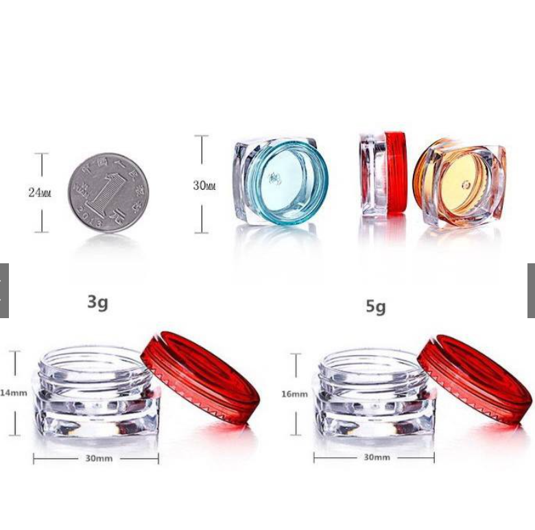 50 hũ nhựa chiết mỹ phẩm đáy vuông XỊN 2g, 3g và 5g - Hủ pet đựng kem du lịch