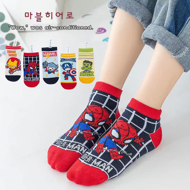 SET 10 đôi tất cho bé trai 1-8 tuổi hình siêu nhân/ siêu anh hùng/ người nhện -Tất người nhện-Tất siêu nhân-Tât trẻ em