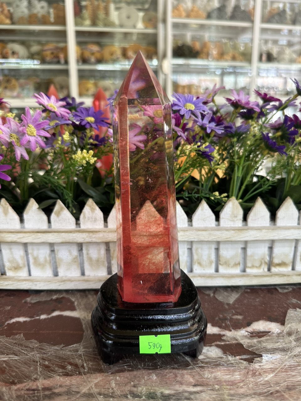 Trụ đá phong thủy trấn thạch đá núi lửa Obsidian đỏ