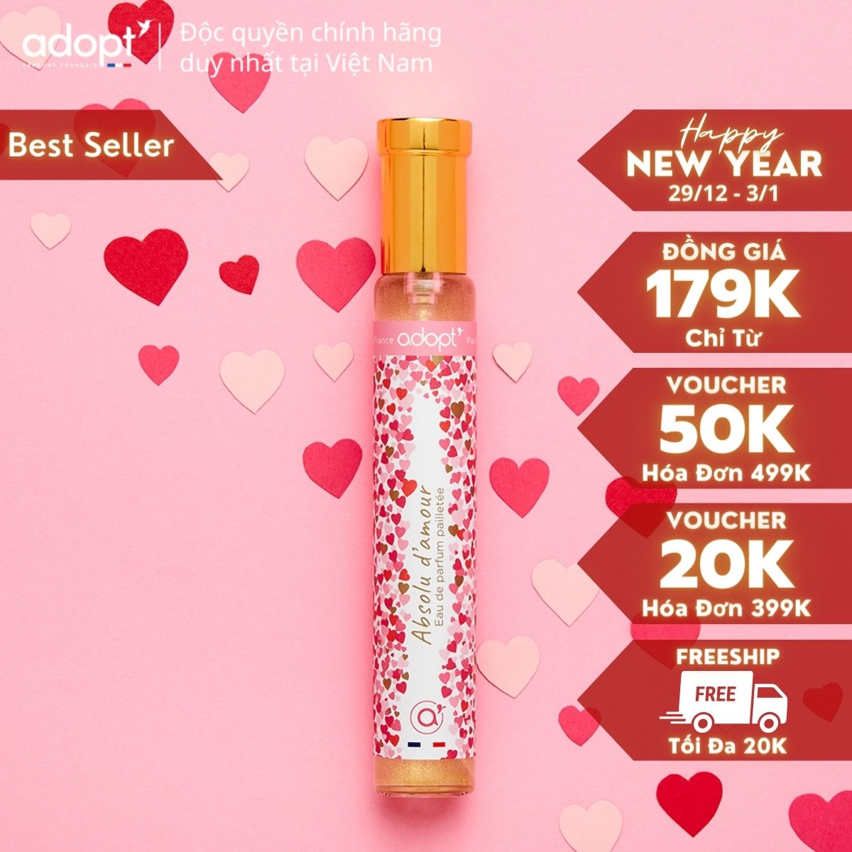 Nước hoa nữ thơm lâu chính hãng cao cấp của Pháp Adopt ABSOLU D'AMOUR 30ml lưu hương giữ mùi đến 8h