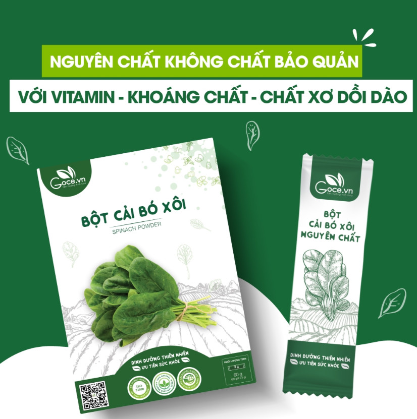 Bột Cải Bó Xôi Nguyên Chất Goce - Hộp (60gram/20 gói)