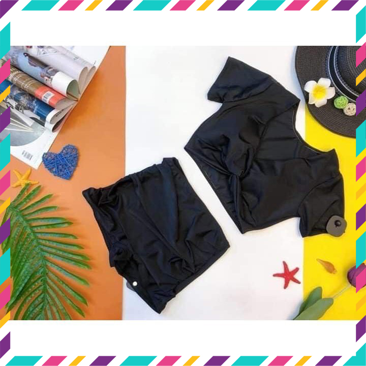 Bikini, Đồ Tắm Biển Cộc Tay 2 Mảnh Xoắn Ngực