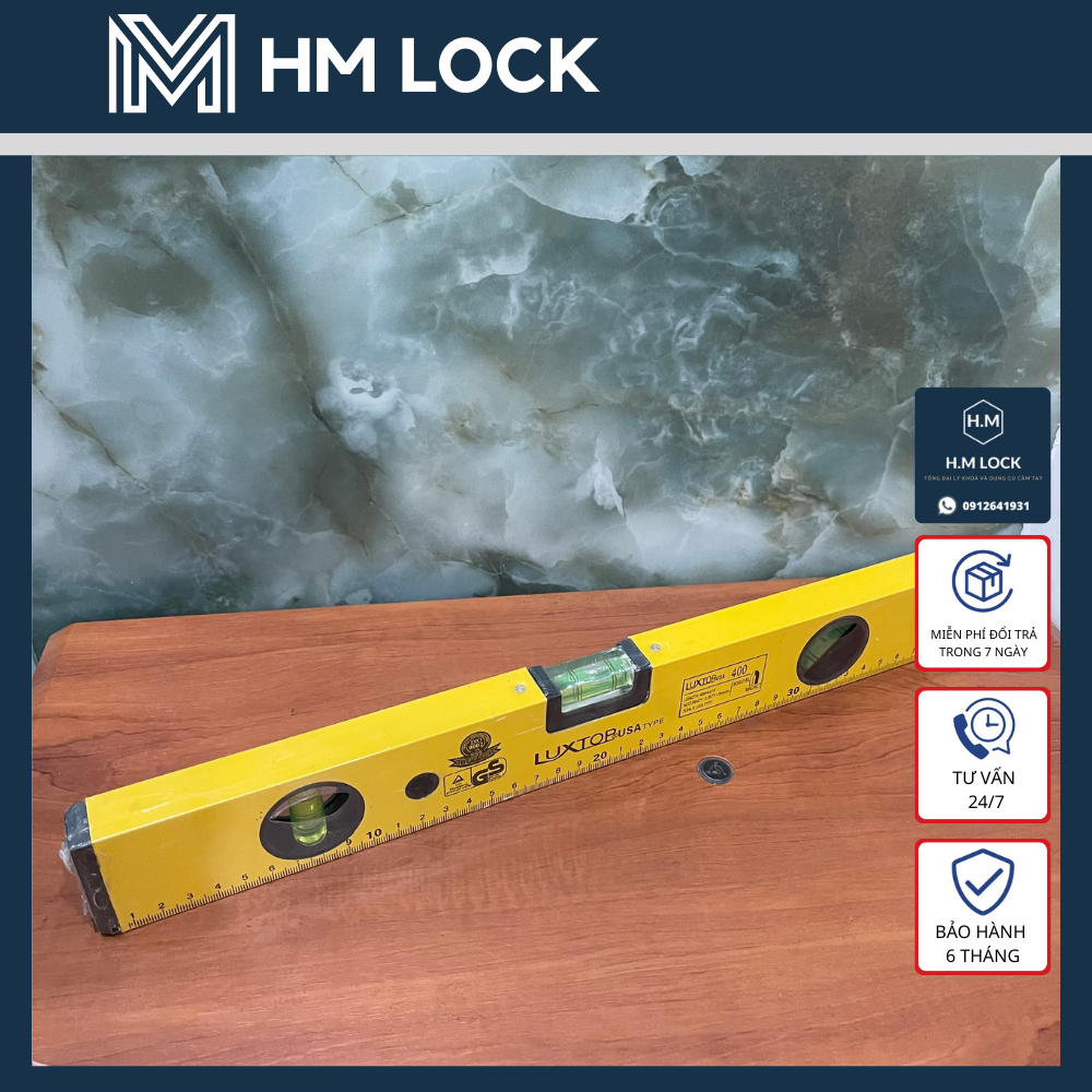 THƯỚC THUỶ NHÔM ĐO CÂN BẰNG LUXTOP - TUỲ CHỌN SIZE 30, 40, 50,  60CM - ĐỘ CHÍNH XÁC CAO - HM LOCK