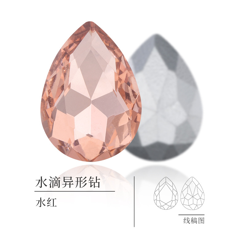 Set 10 viên đá khối hình giọt nước chân bạc đính móng