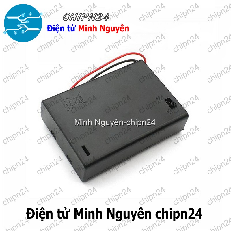 [1 cái] (C11) Hộp Đế pin 3 viên AA (có nắp, có công tắc) - HH000600