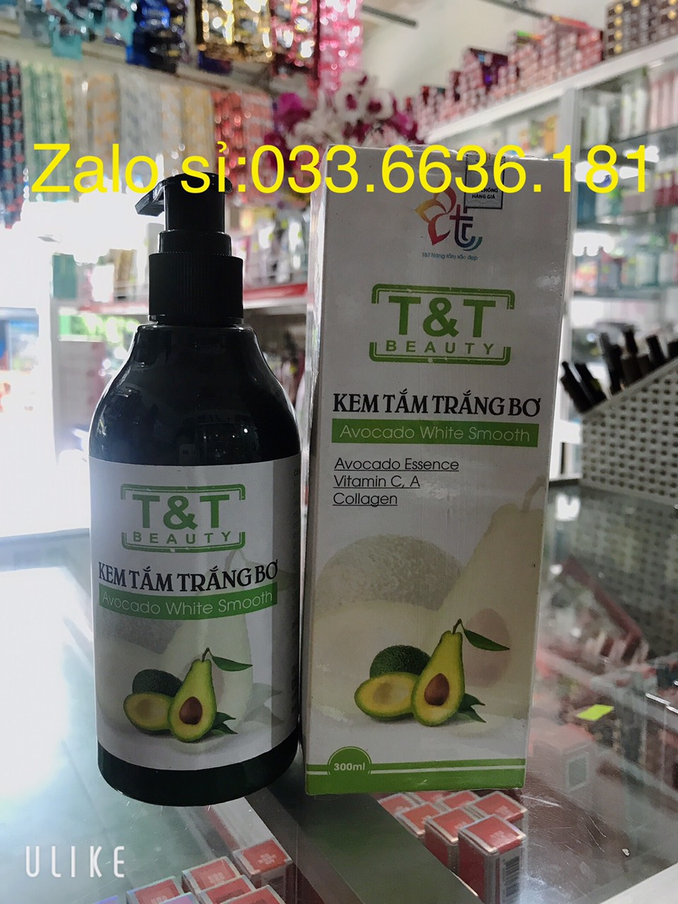 Kem tắm trắng bơ dạng chai vòi 300ml
