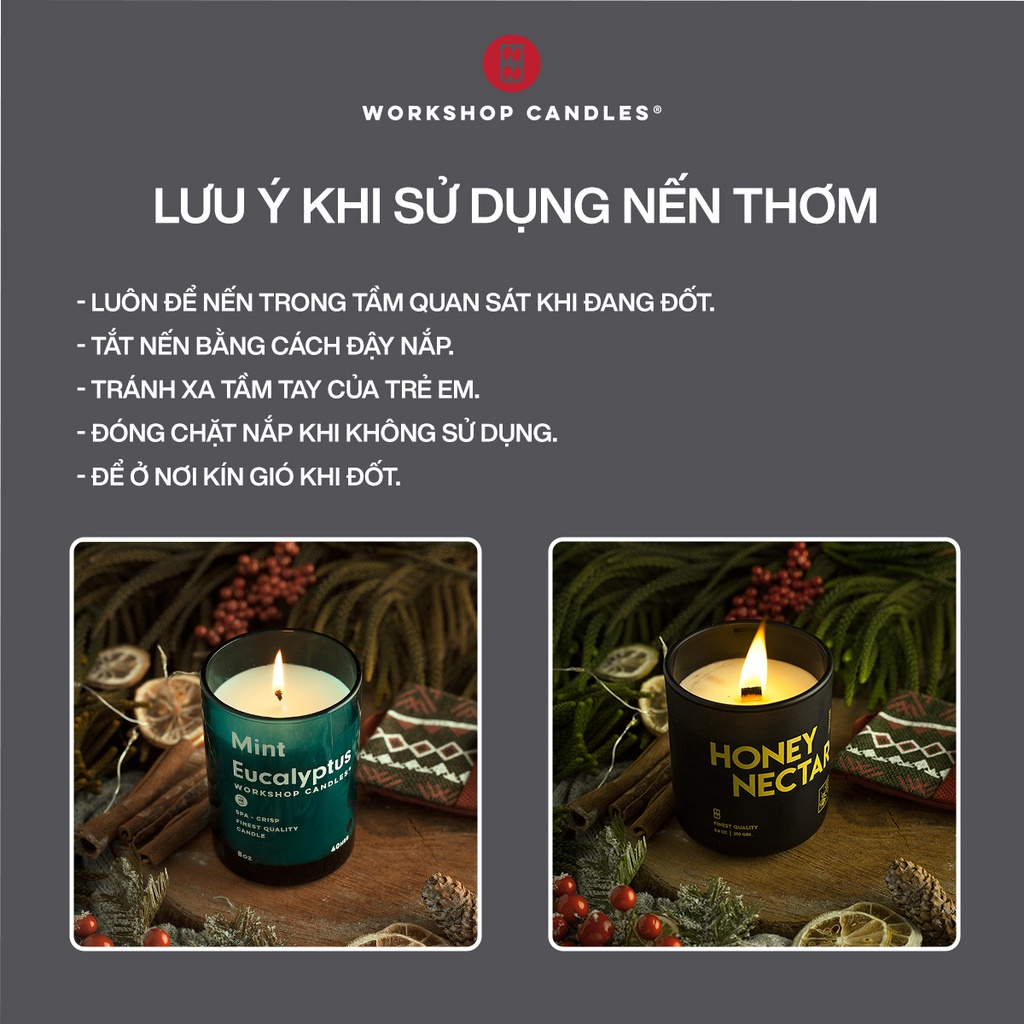 Workshop Candles - Nến thơm Cinnamon Amber 8oz