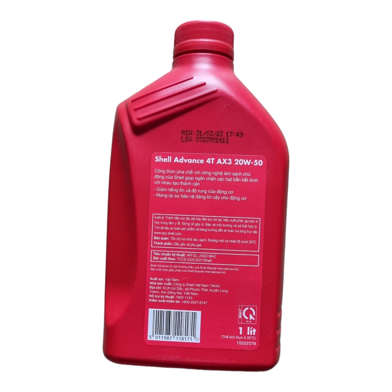 NHỚT SHELL ADVANCE AX3 20W-50 1L [Xe Số]