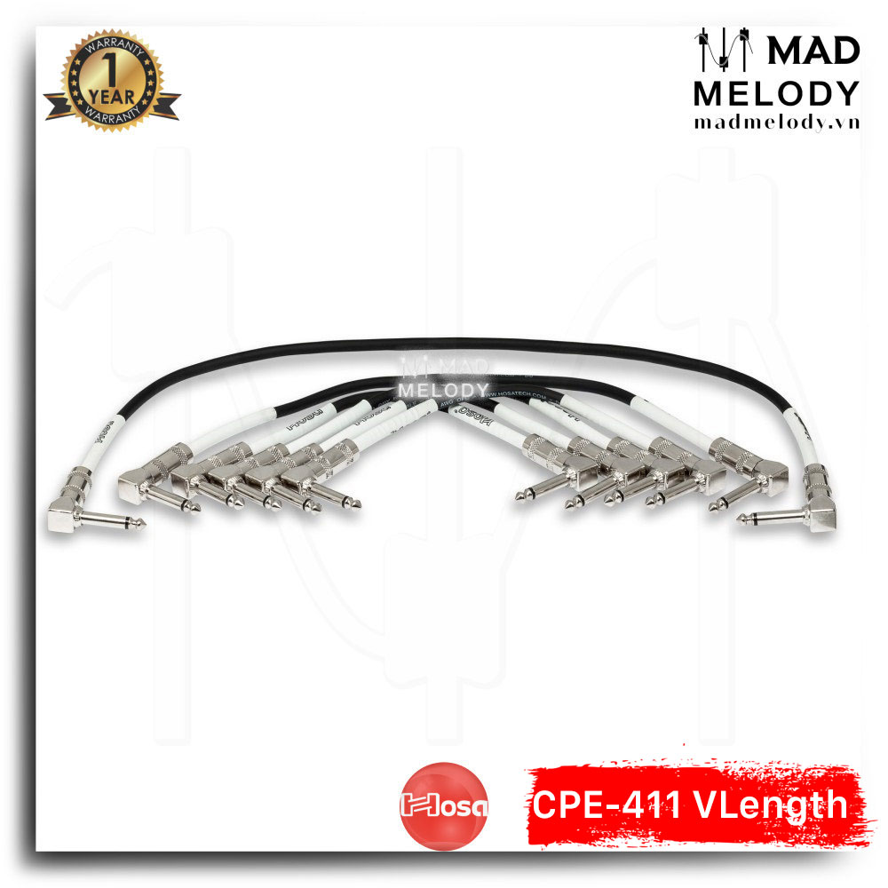 Hosa Guitar Patch Cable CPE-411 (6pc Variable length) [Bộ 6 sợi dây cáp nối pedal 6ly TS khác độ dài NEW]