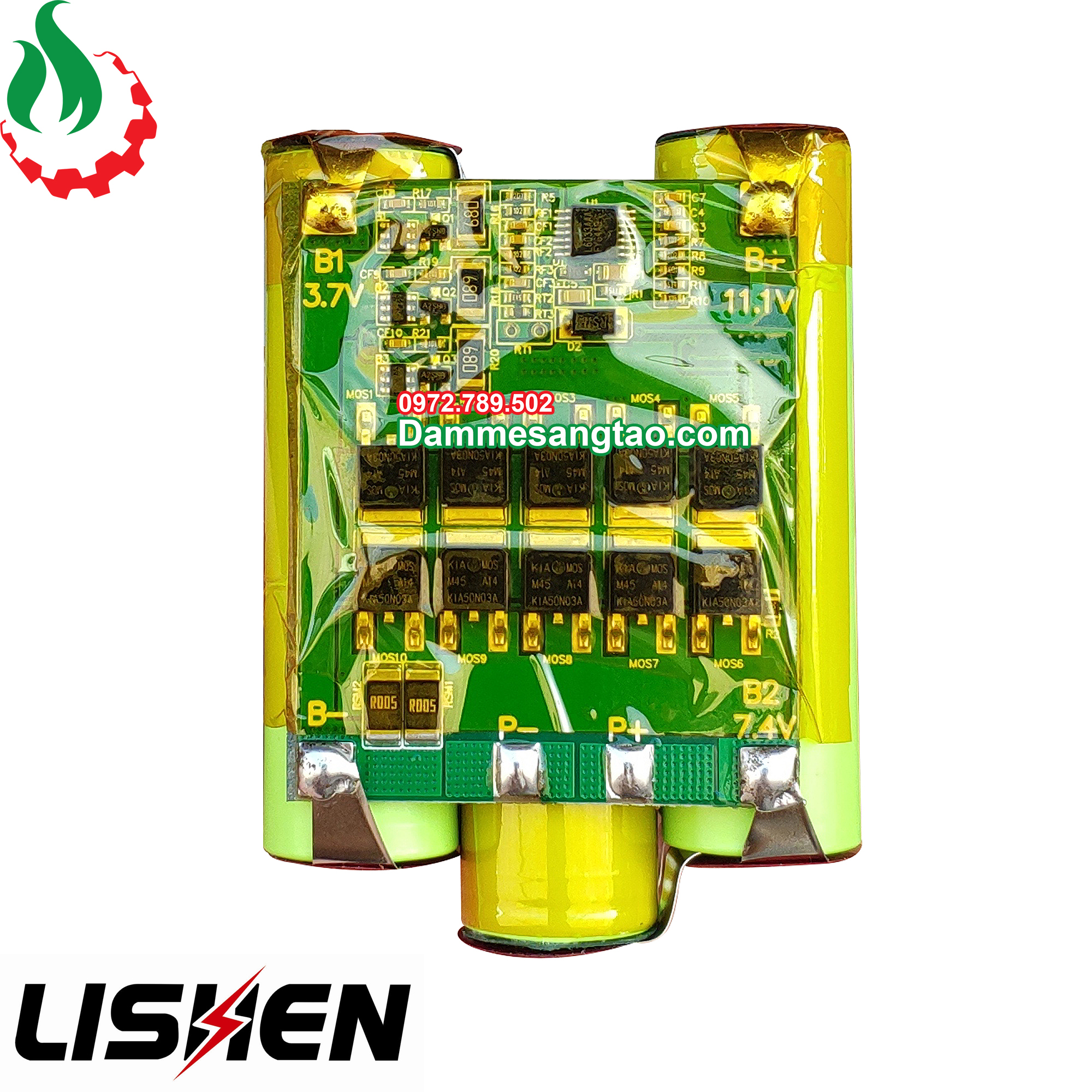 Khối pin Lishen 12V 3S2P dòng xả cao (Pin LS xám 2000mAh 10C)