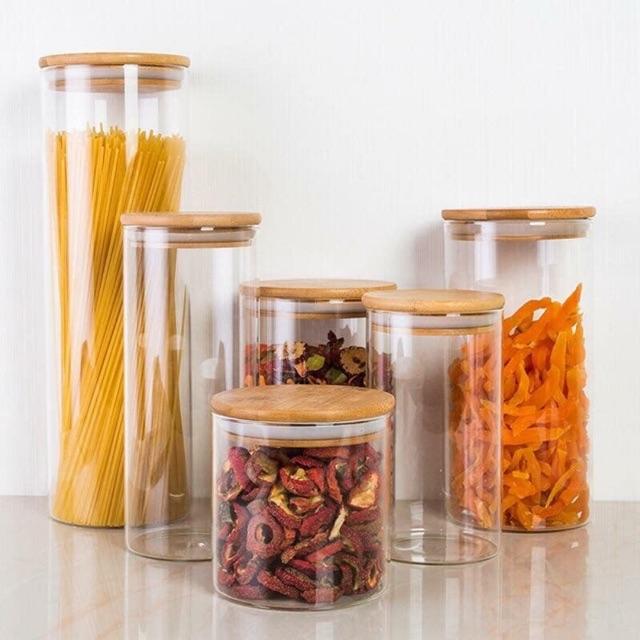 Lọ thủy tinh borosilicate nắp gỗ 500ml