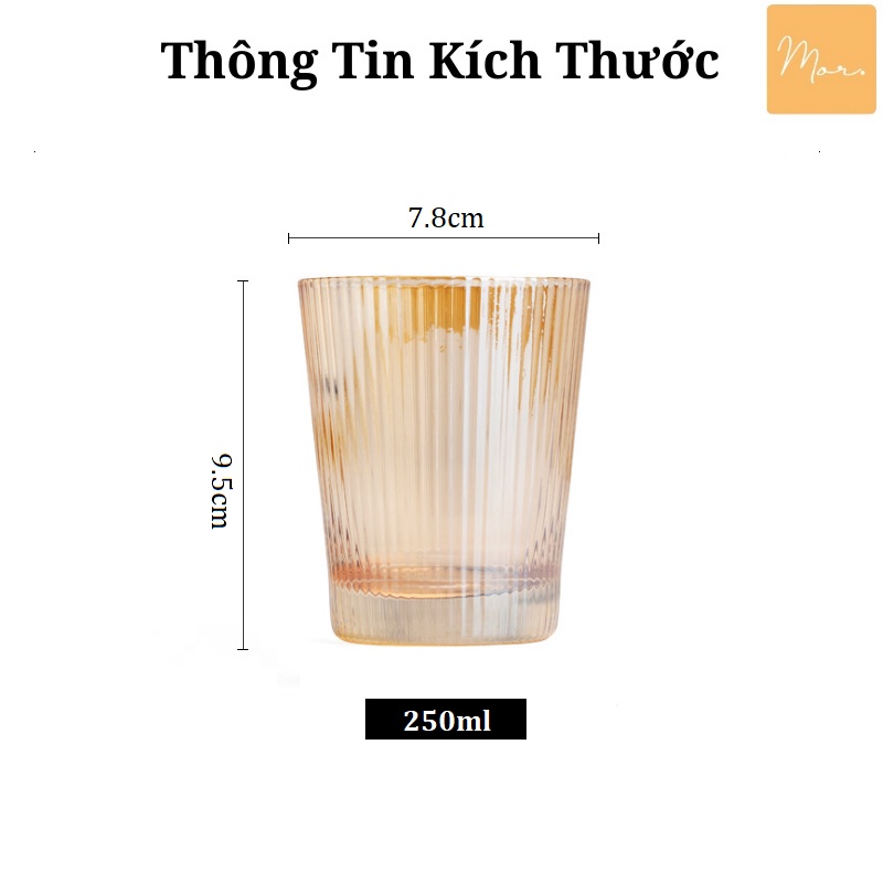 6 Cốc thủy tinh chịu nhiệt - Vân sọc - Bộ 6 cốc thuỷ tinh sọc dưa