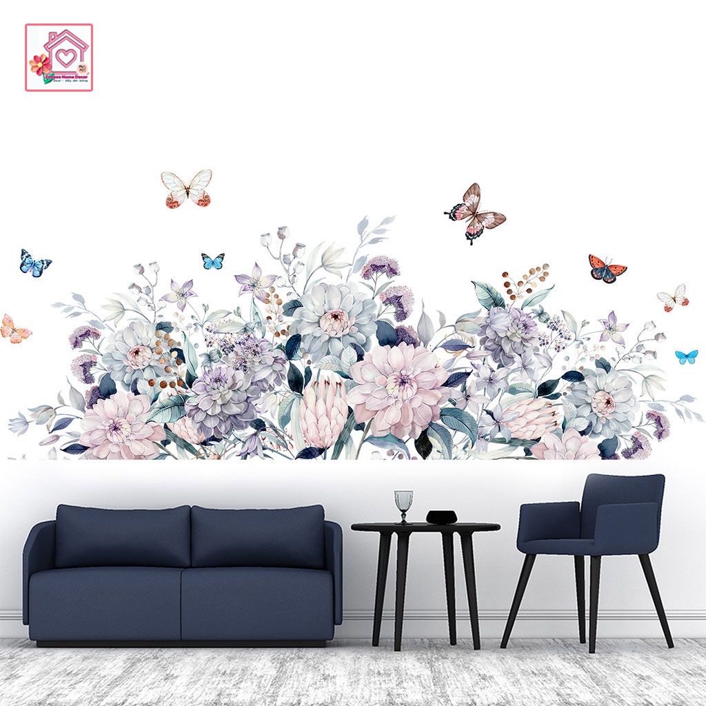 Decal dán tường in kỹ thuật số 3D Hoa Mẫu Đơn ZH89 trang trí tường phòng khách phòng ngủ - Sticker - Miếng dán tường - Hình dán