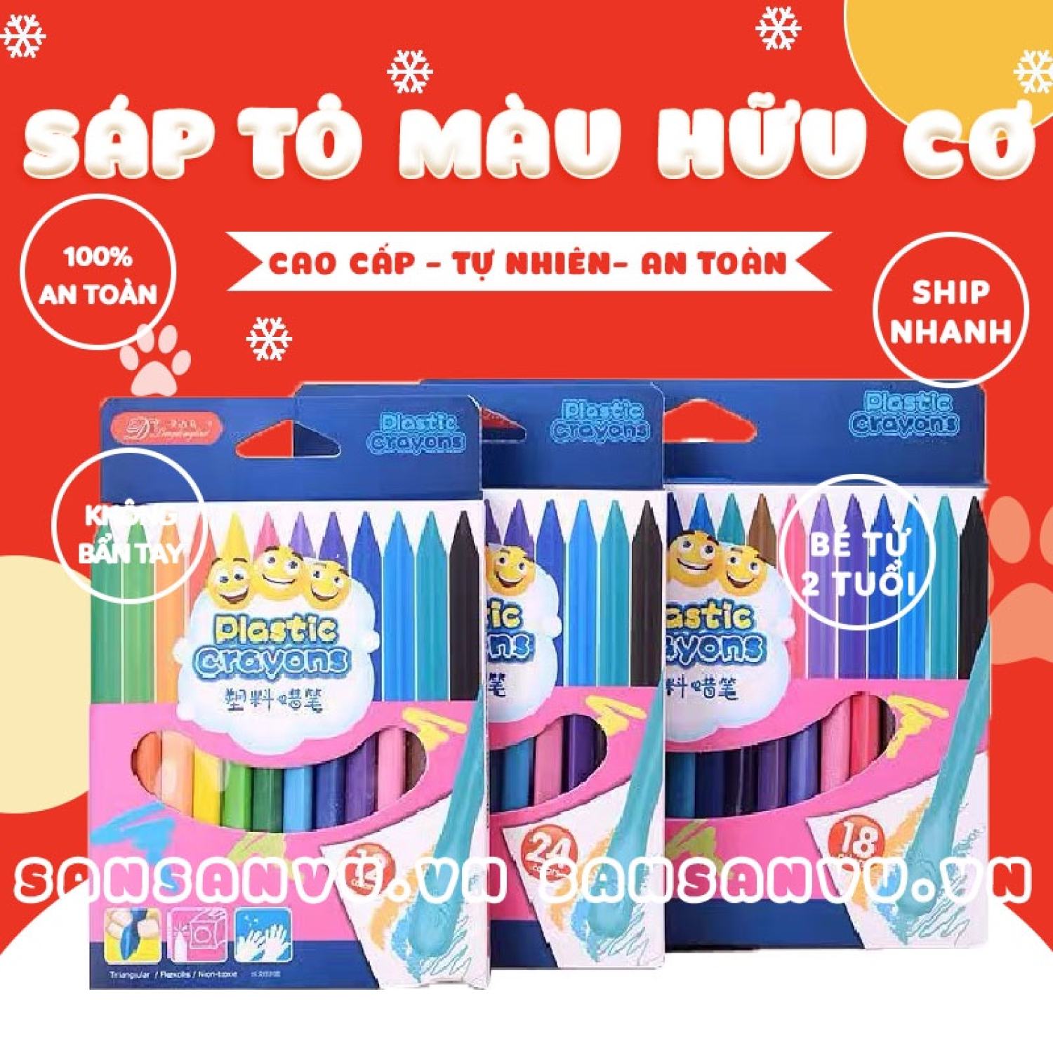 Bộ 24 bút sáp màu hữu cơ an toàn cho bé tập vẽ