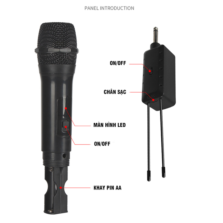 Bộ 02 Micro Không dây Cao cấp ONTEKCO E6S/E6/ MV02 Chuyên cho loa kéo & amply, Karaoke gia đình, dã ngoại - Bảo hành 12 Tháng