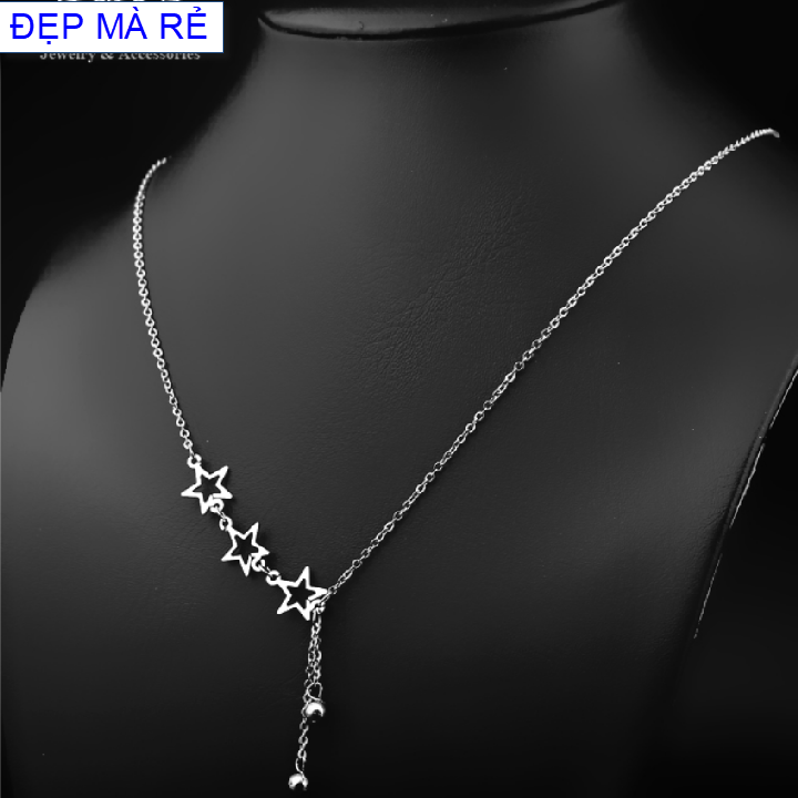 Dây chuyền nữ inox Đẹp Mà Rẻ 3 ngôi sao tòn ten 2 viên bi đáng yêu - Cam kết 1 đổi 1 nếu hoen , gỉ sét