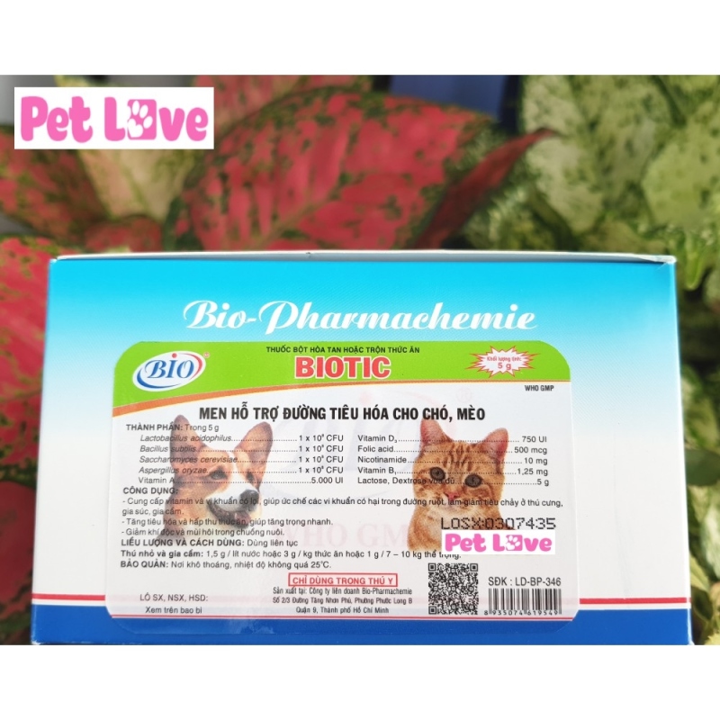 ✳ vn013 1 hộp (50 gói) men tiêu hóa Biotic cho chó mèo