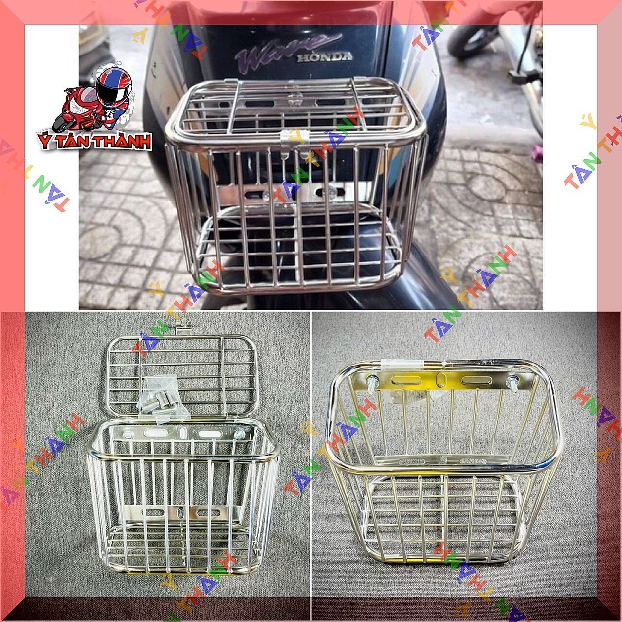 Rổ inox mini cho xe wave nhỏ,wave lớn MS16