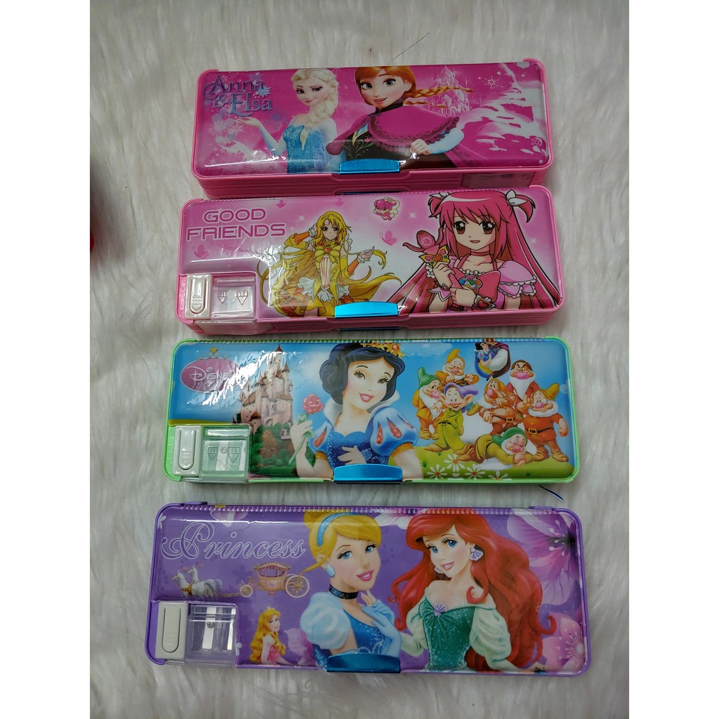Pen box plastic flexible 2 face for boys, girls. Cute pencil case for school children