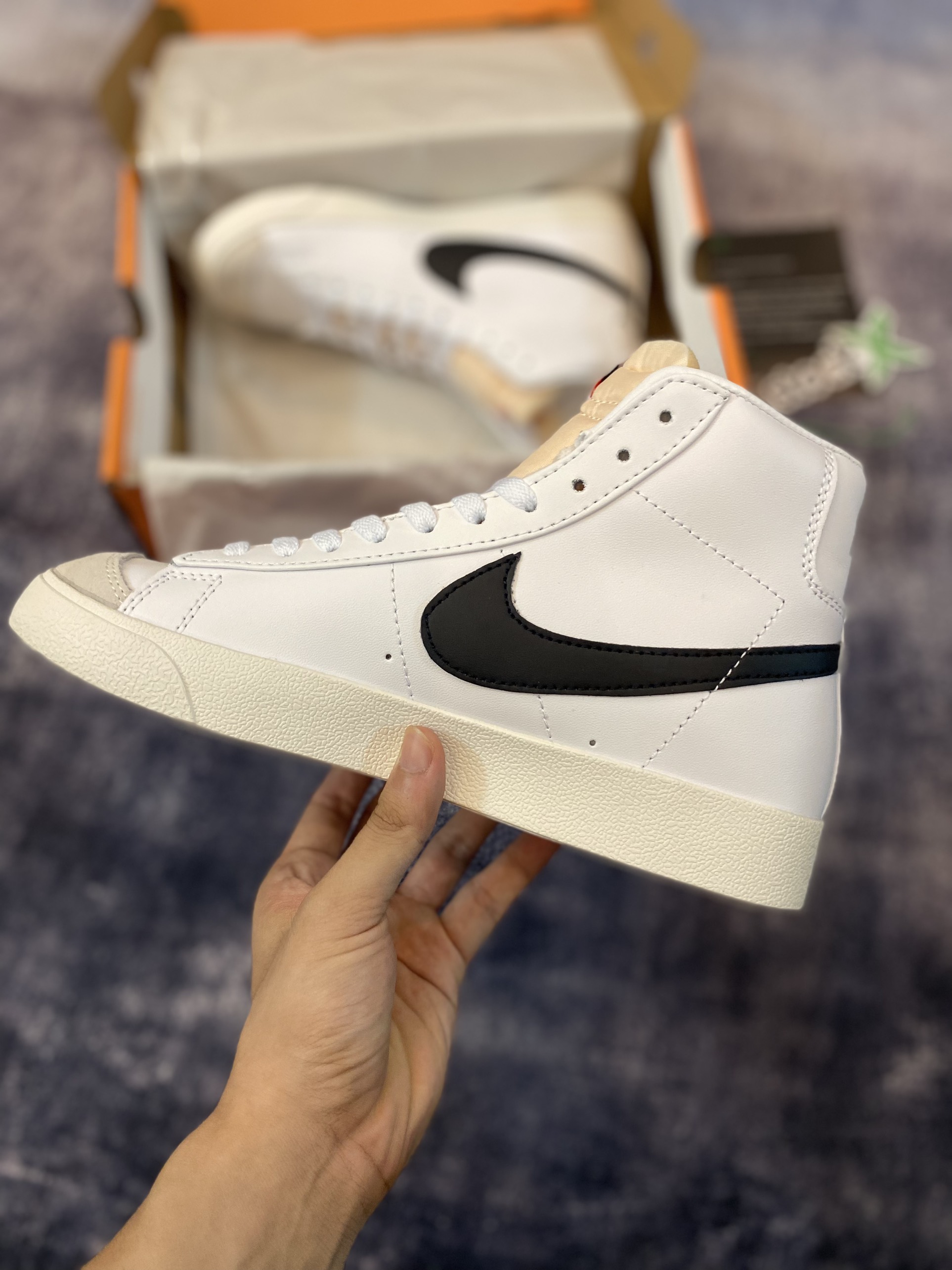 [MyGsneaker] Giày Blazer cổ cao màu trắng bản tiêu chuẩn