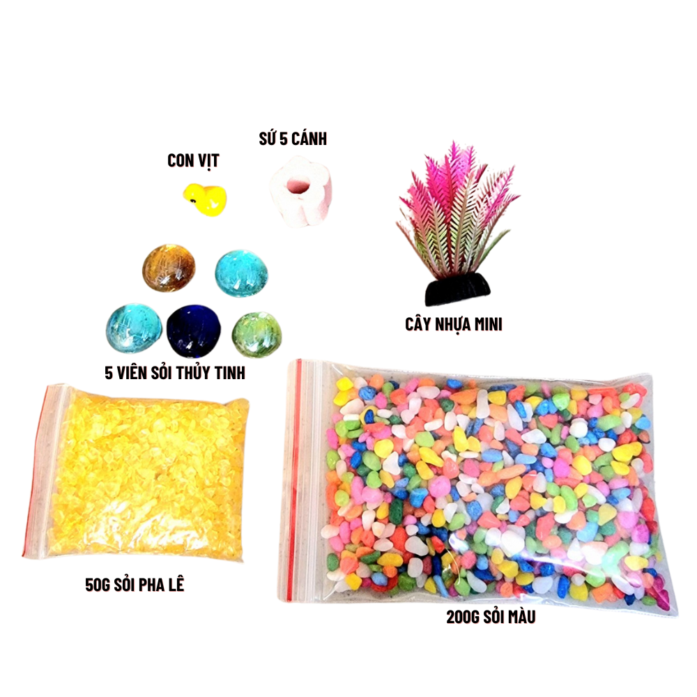Bộ trang trí bể cá mini SỎI PHA LÊ cho bể cá mini dưới 15cm