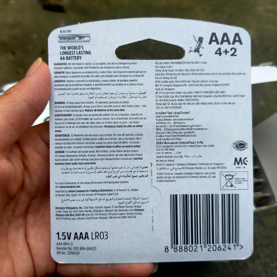 [NHẬP KHẨU CHÍNH HÃNG] Pin 2A 1.5V Siêu bền bỉ Energizer Max AA E91 BP4+2 (Mua 4 tặng 2)