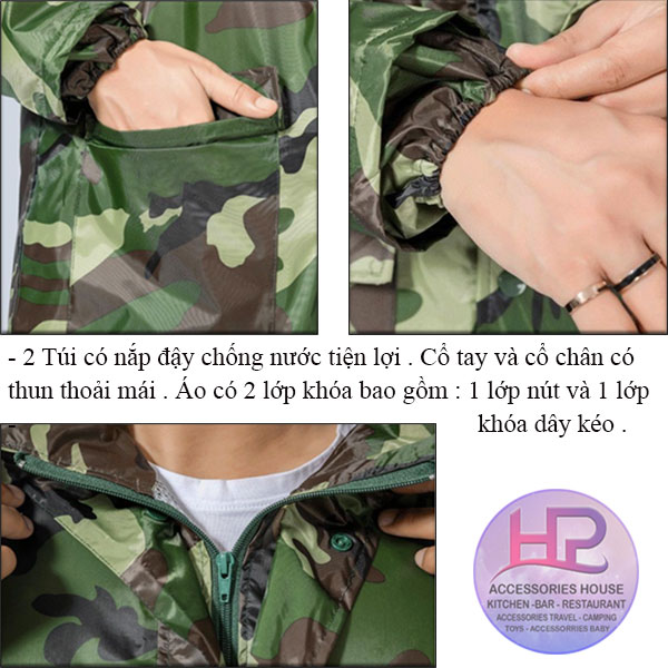 Bộ Quần Áo Mưa Vải Dù Rằn Ri Từ 50-95kg 2 Khóa Chống Rách Chống Nước ...