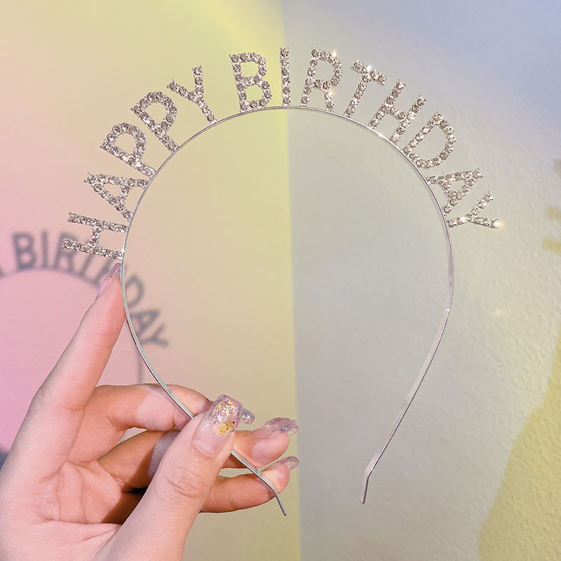 Cài tóc đính đá chữ "HAPPY BIRTHDAY" sáng lấp lánh dễ thương cho bạn gái - selenshop