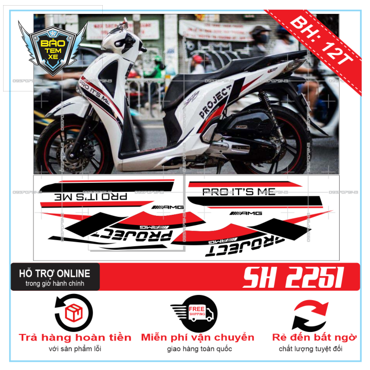 Tem xe sh 2019 trắng đỏ đen
