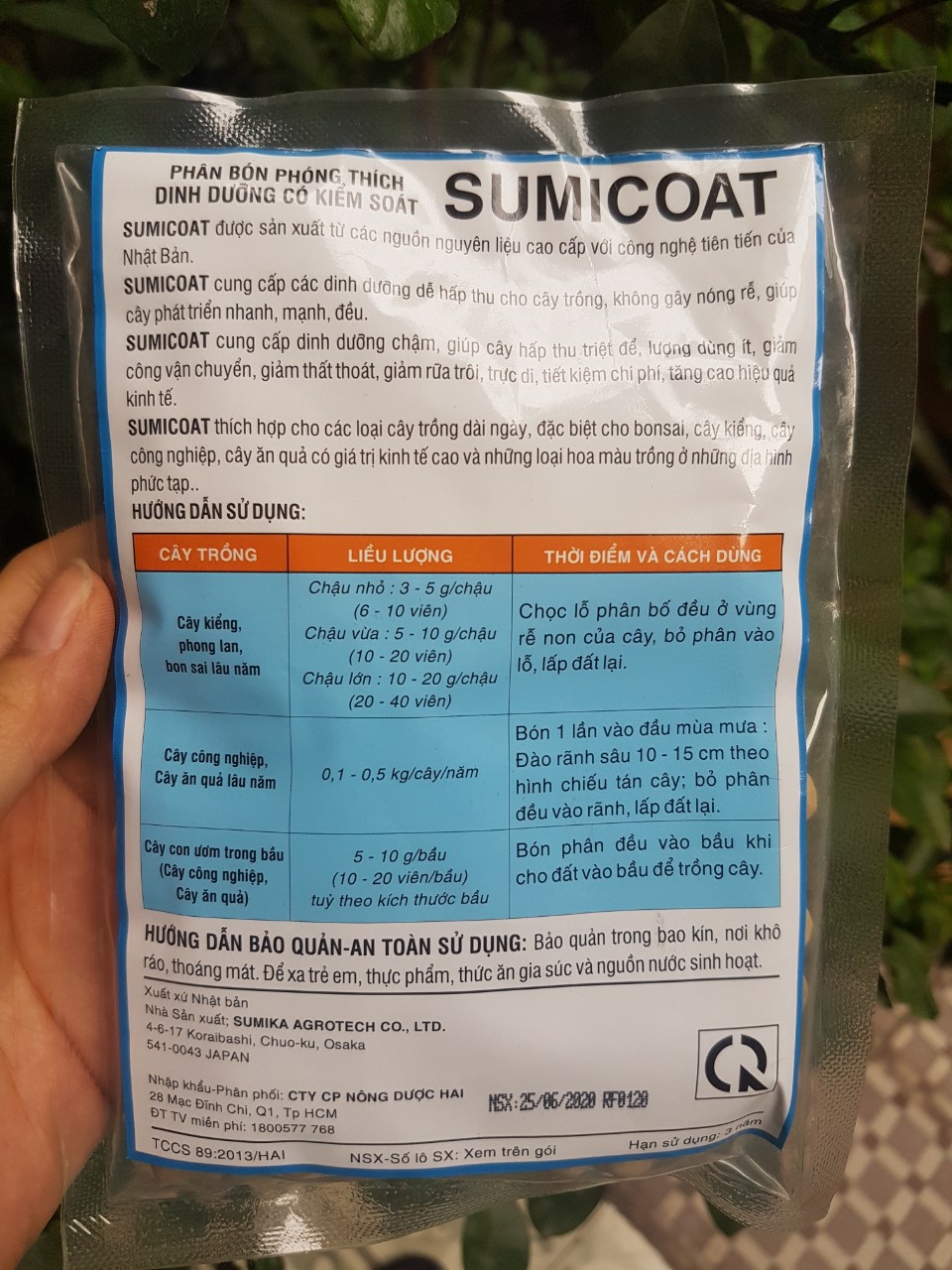 Phân tan chậm Nhật Bản Sumicoat 16-19-16 gói 100g