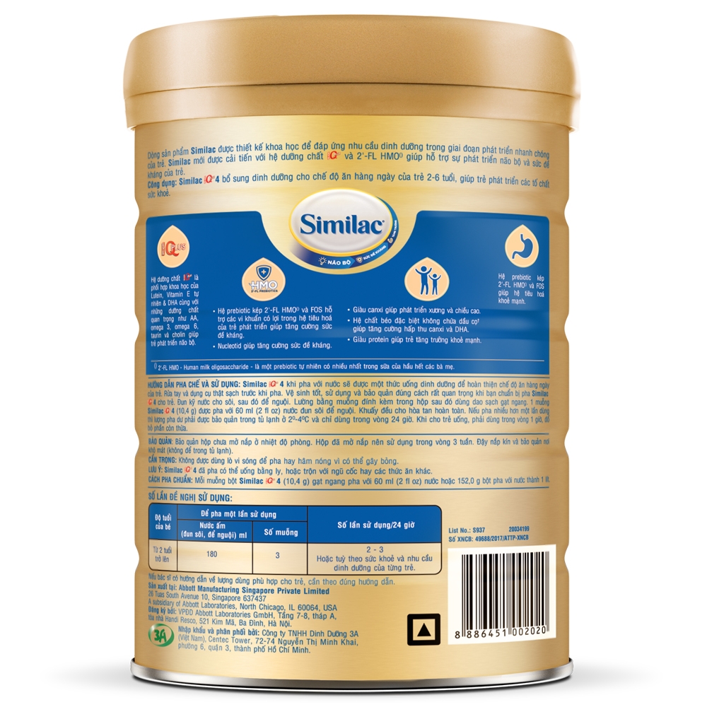 Sữa bột Similac 4 - 900g (Dành cho trẻ từ 2 - 6 tuổi)