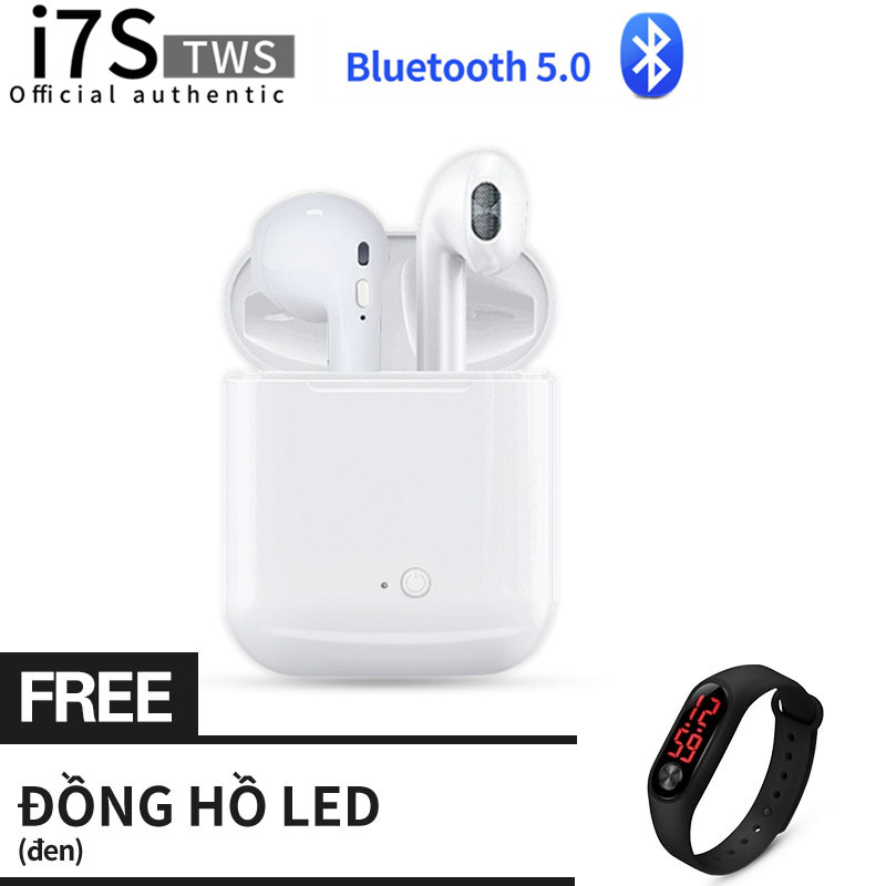 【 với Đồng hồ LED miễn phí】Tai Nghe Bluetooth I7S