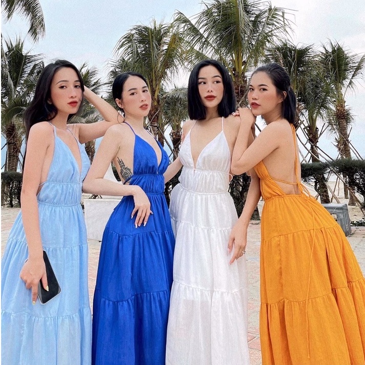Đầm maxi đi biển đồ cặp đũi 4 màu