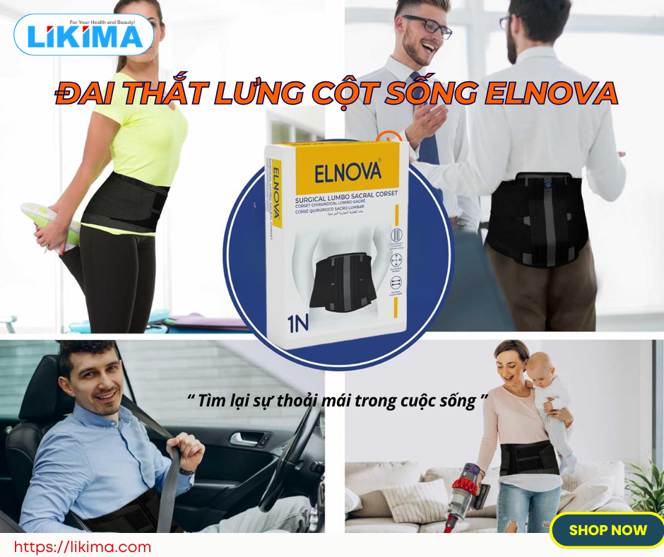 Đai Lưng Cột Sống - Đai cố định thắt lưng cột sống Elnova 1321 ( Màu đen) - LIKIMA