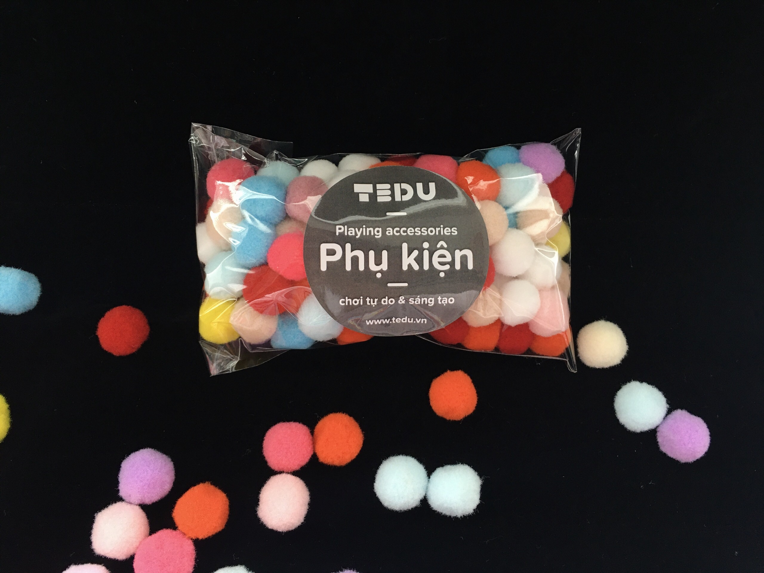 Pompom len phụ kiện chơi bột nặn đất nặn an toàn TEDU (1.5cm)