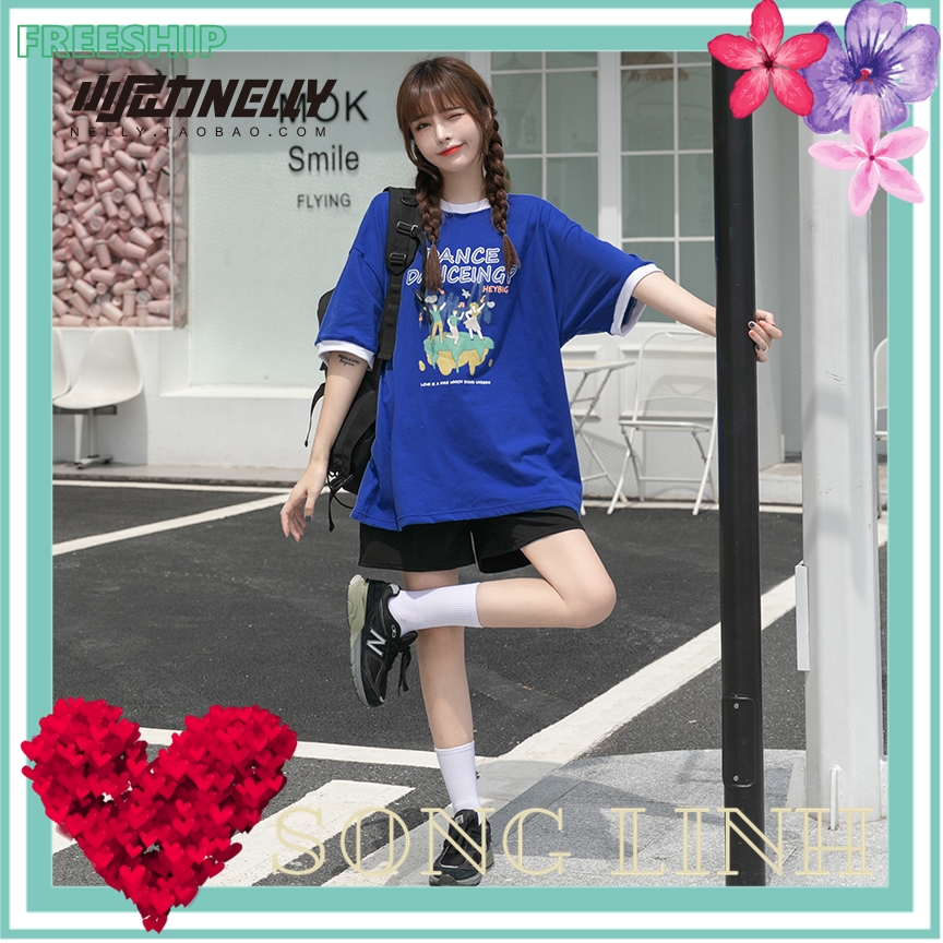 (CÓ SẴN) Áo thun Nelly - Heybig : Mẫu ÁO XANH IN CHỮ DANCE