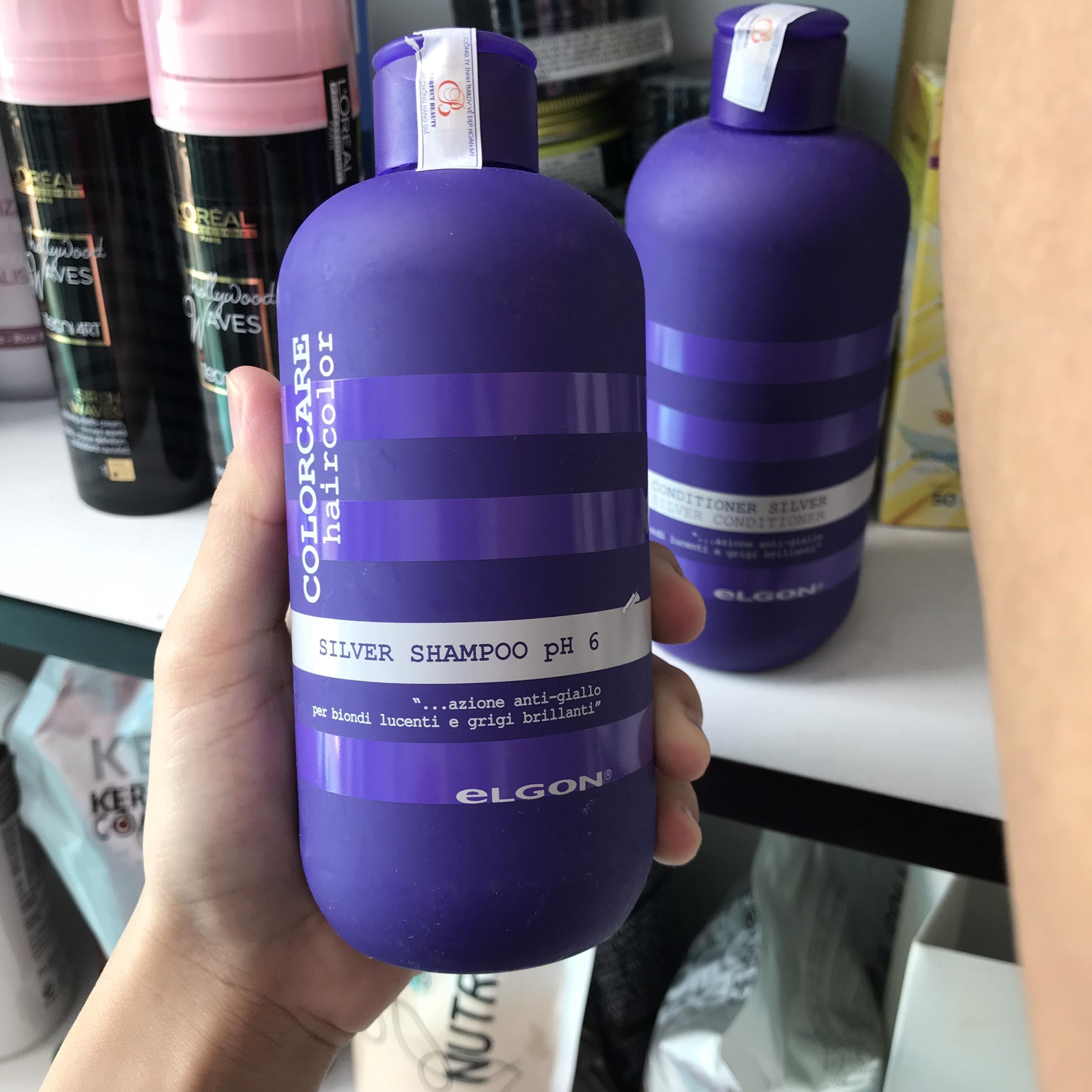 Dầu gội dành cho tóc tẩy trắng, tóc bạch kim Silver [Chính hãng] [Giá sỉ] Dầu gội khử vàng Elgon Silver shampoo cho tóc bạch kim ÝElgon 300ml