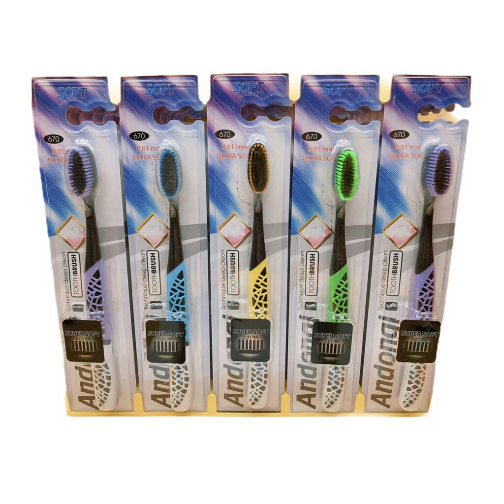 [Combo 5 Cây] Bàn Chải Đánh Răng Andongi Than Tre Diệt Khuẩn Siêu Mảnh 0.01mm Nhiều Màu - 670