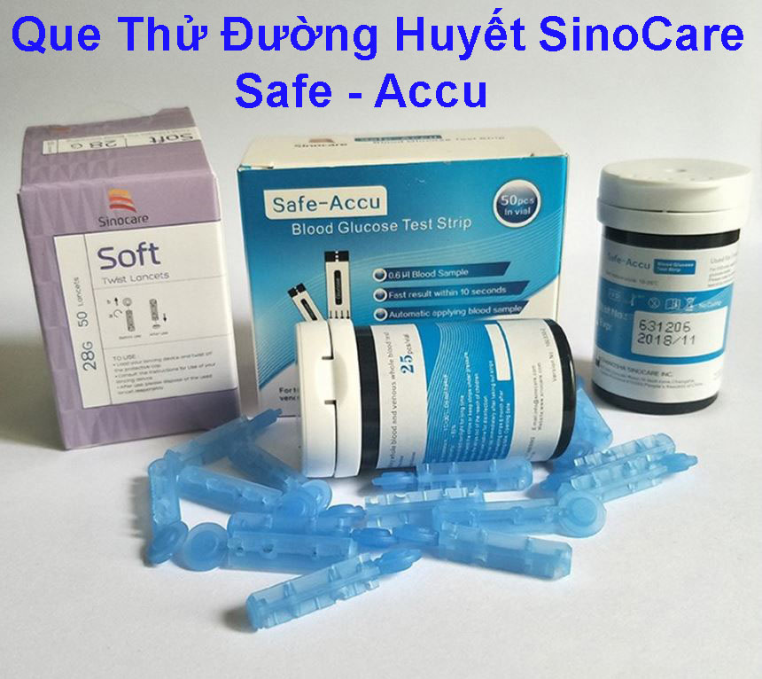 Que Thử Đường Huyết Sinocare Safe-Accu (Hộp 50-Hộp 25 Que)