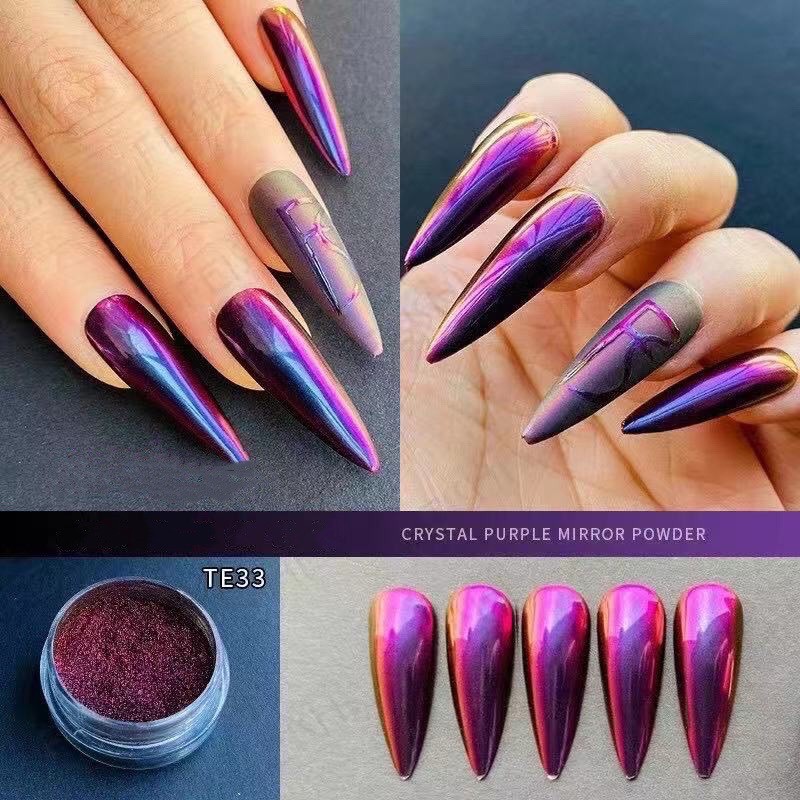 bột tráng gương trang trí nail màu mới hot