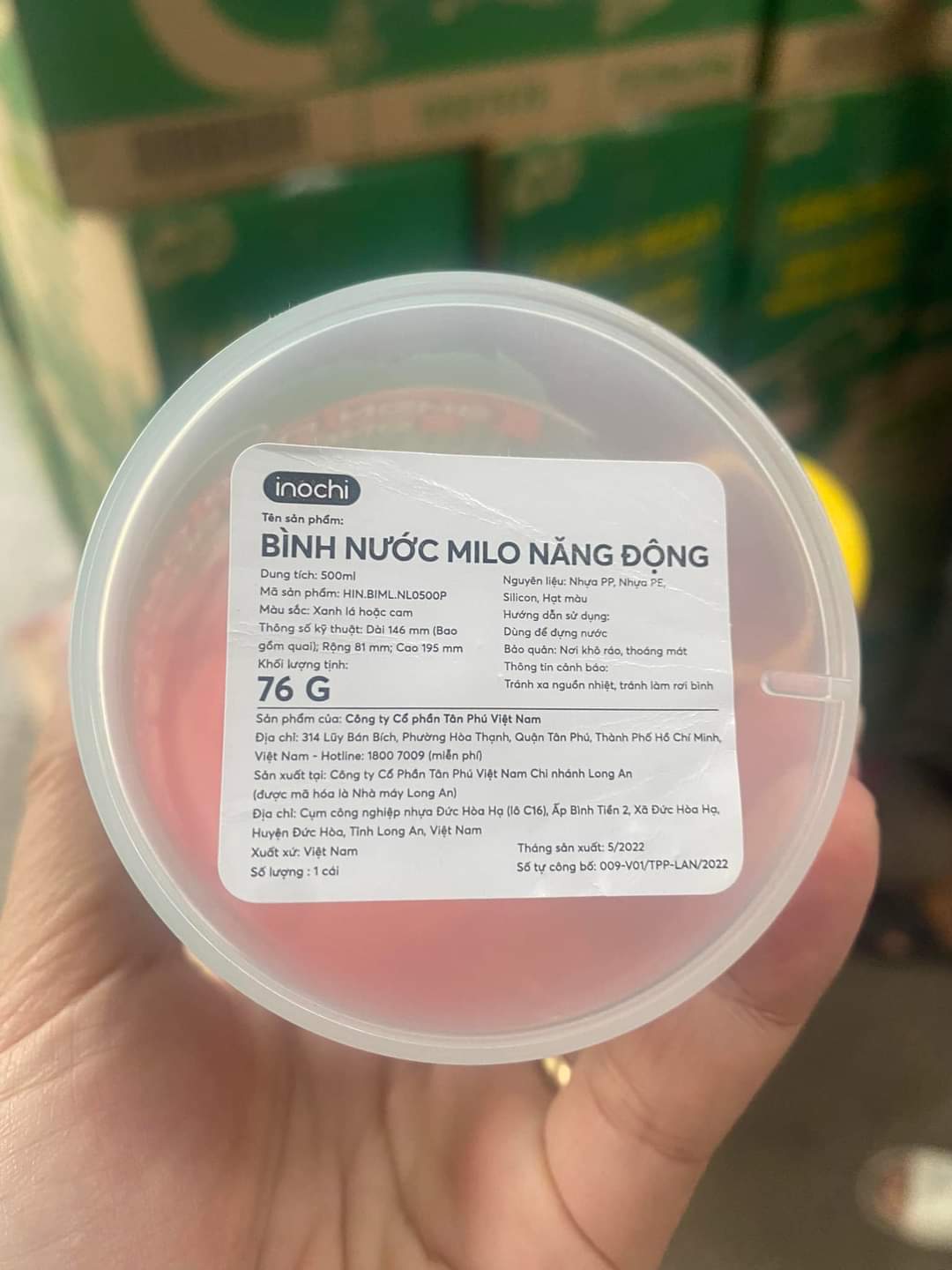 Bình nước Inochi 500ml cho bé đi học, đi chơi (Quà tặng từ Milo)